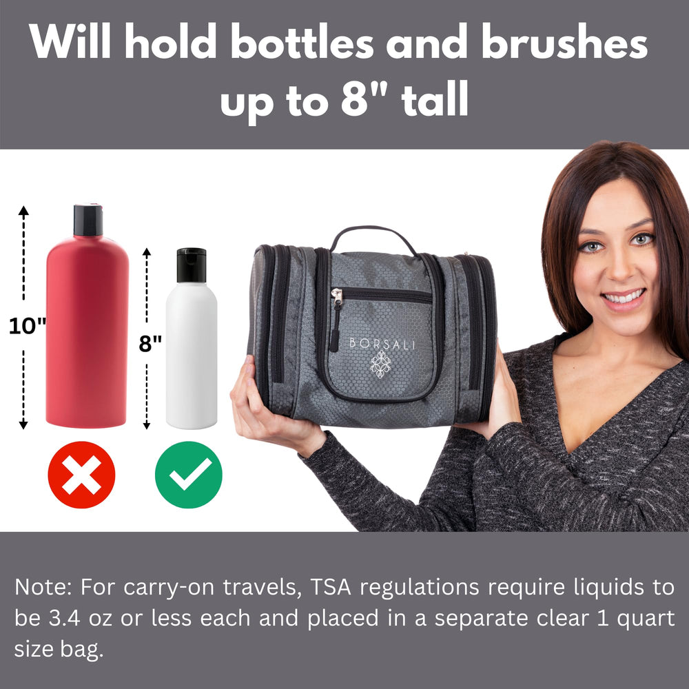 Hanging Toiletry Bag for Women with Mirror - Medium Travel Bag for Toiletries & Travel Essentials - Compact Yet Roomy - 22 Compartments & Mesh Back Pocket - Sturdy Swivel Hook