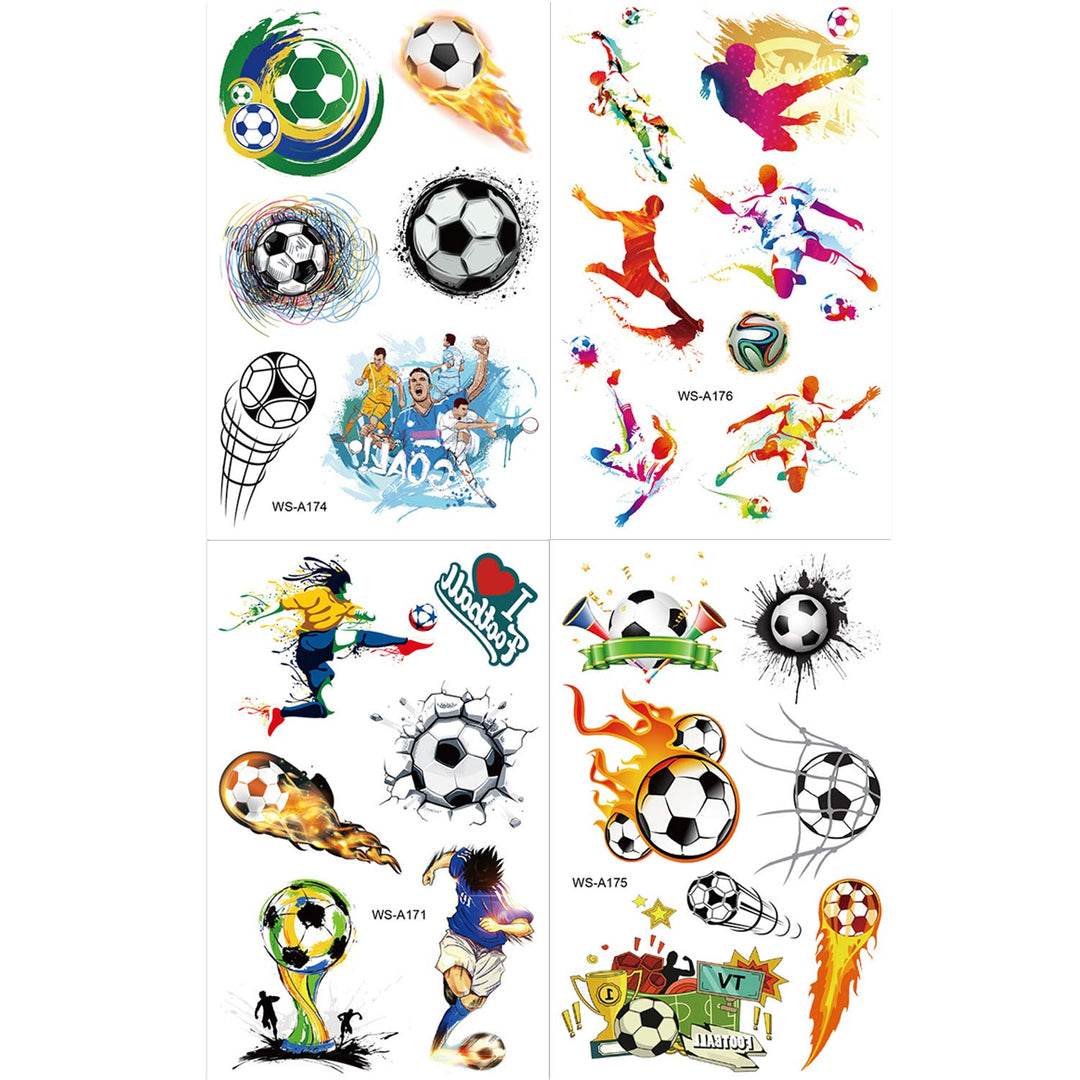 Football Temporary Tattoos Soccer Ball Face Tattoos for Kids Boys World Cup Soccer Fake Tattoos Birthday Party Bag Stocking Stuffer Goody Fillers Kids Games Gift Party Favor Supplies, 10 Sheet