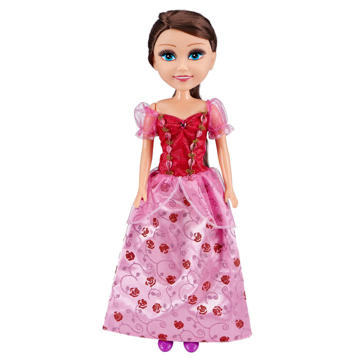 Princess Doll with Sparkly Dress, Long Hair and Interchangeable Outfit by ZURU Royal Accessories Toys and 18 inch Inches Fashion Dolls for Girls (Pink/Red)