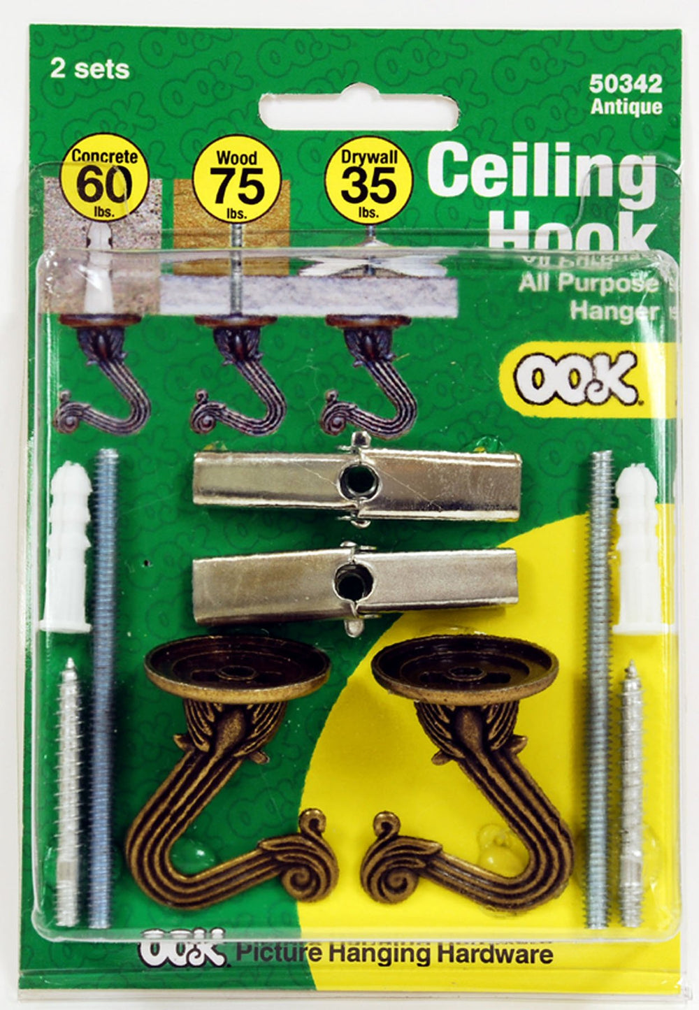 50342 Swag Hooks with Hardware, Antique Brass, 2-Count
