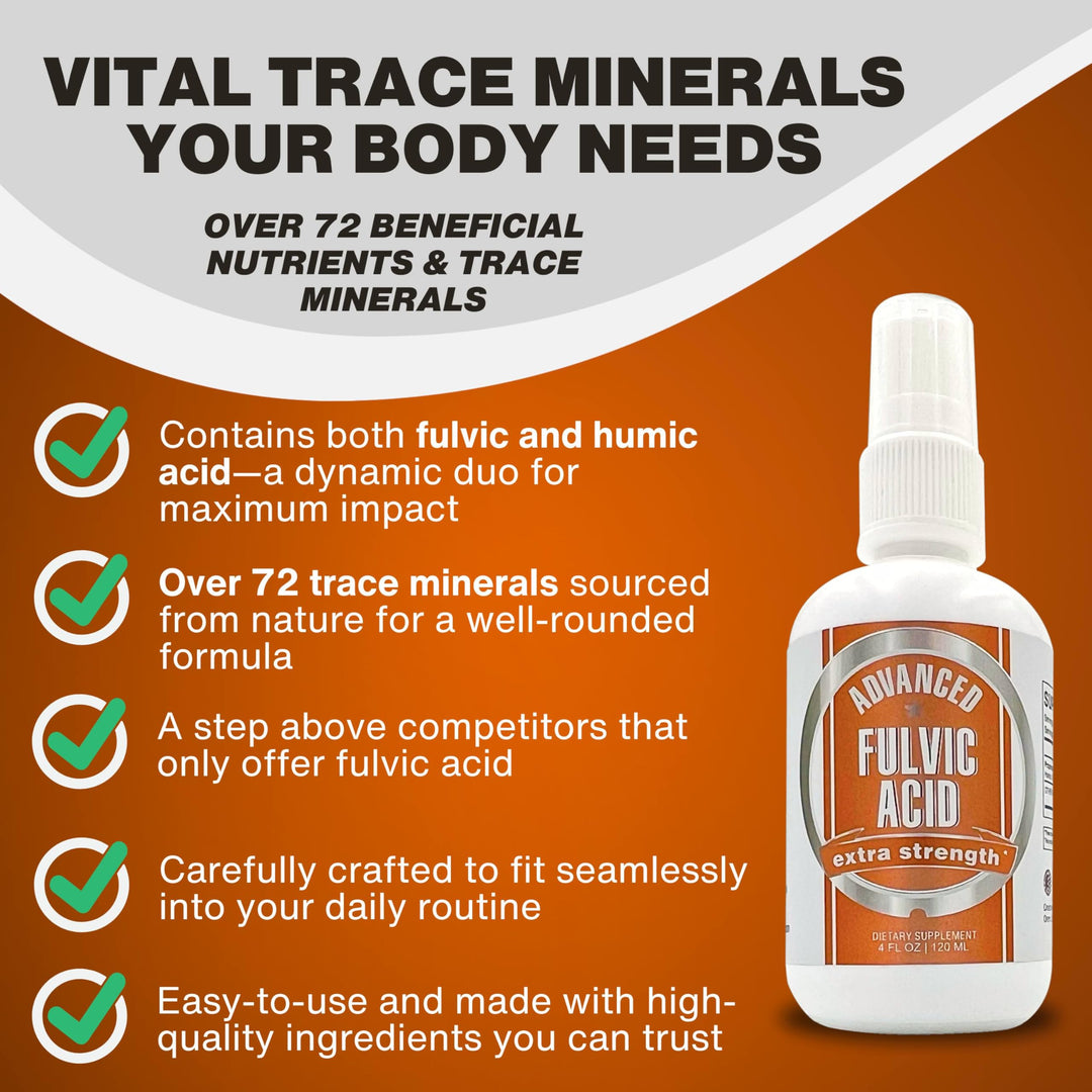 CCL Supplements Advanced Fulvic Acid and Humic Acid Trace Mineral Liquid Spray Supplement. 70+ Ionic Organic Vital Minerals & Electrolytes, Similar Benefits of Shilajit & Drops (2 oz - 60 Servings)