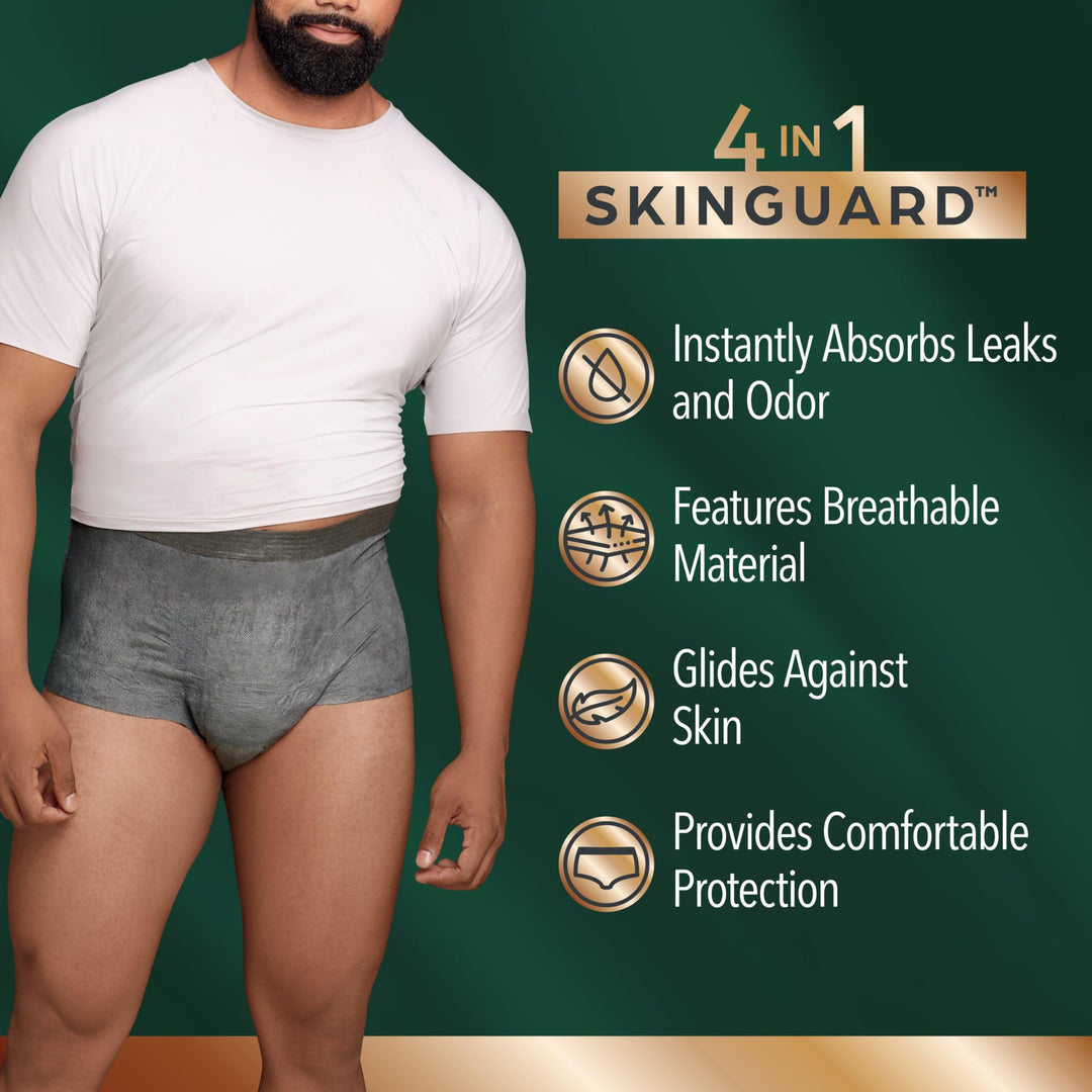Real Fit Incontinence Underwear for Men, Disposable, Maximum Absorbency, Small/Medium, Grey, 56 Count (2 Packs of 28), Packaging May Vary