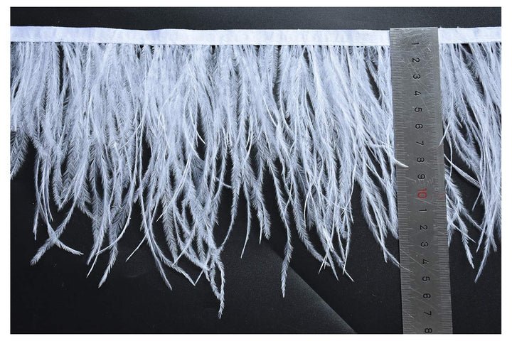 Happy feather 2 Yards 5-6inch White Ostrich Feathers Trim Fringe for DIY Dress Sewing Crafts Costumes Decoration