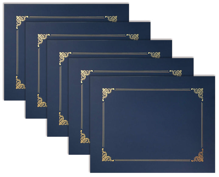 25 Pack Navy Blue Certificate Holders, Diploma Holders, Document Covers with Gold Foil Border, for Letter Size Paper, 25 Count, Blue