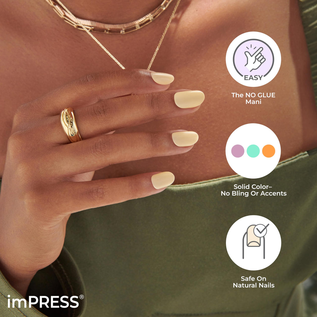 KISS Color Press-On Manicure, Gel Nail Kit, PureFit Technology, Short Length, “Graytitudeâ€Â, Polish-Free Solid Color Mani, Includes Prep Pad, Mini File, Cuticle Stick, and 30 Fake