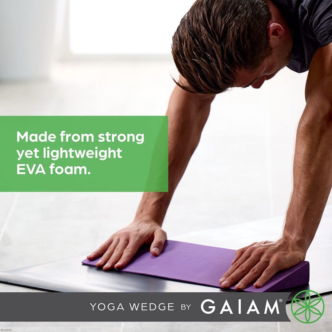 Yoga Block Wedge - Lightweight EVA Foam - Yoga Wedge for Wrist and Lower Back Support - Slant Board for Comfortable Yoga Poses and Angles, (20 L x 6 W x 2 H), Deep Purple