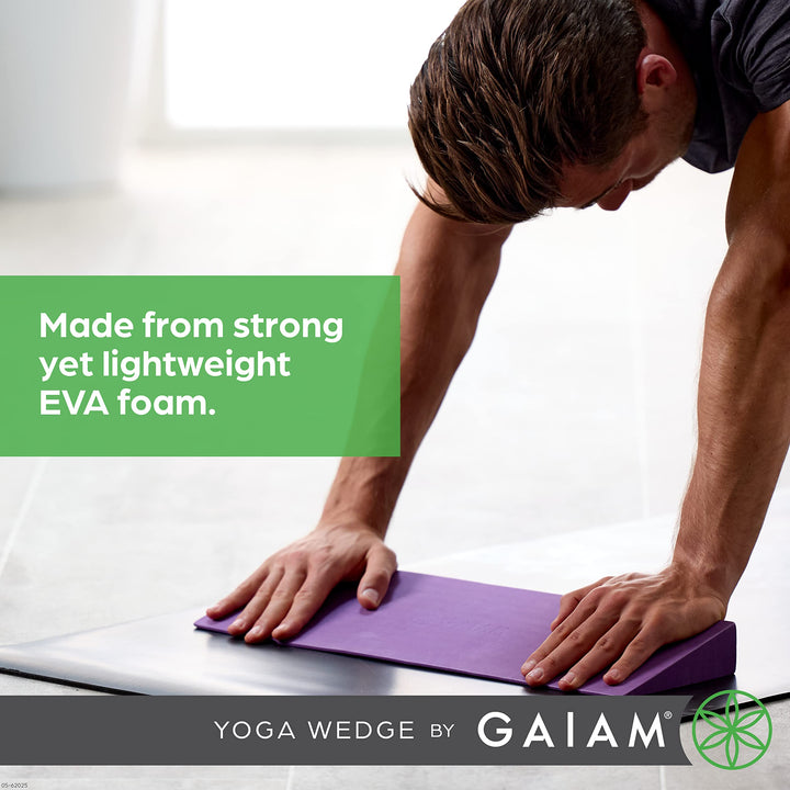 Yoga Block Wedge - Lightweight EVA Foam - Yoga Wedge for Wrist and Lower Back Support - Slant Board for Comfortable Yoga Poses and Angles, (20 L x 6 W x 2 H), Deep Purple
