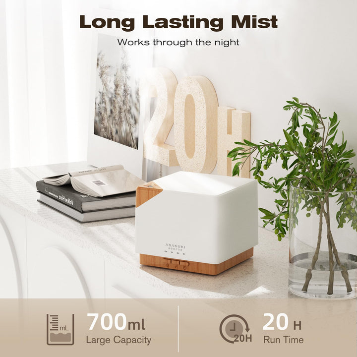 700 ml Premium Essential Oil Diffuser, 5 in 1 Ultrasonic Aromatherapy Fragrant Oil Vaporizer Humidifier, Timer and Auto-Off Safety Switch, 7 LED Light Colors