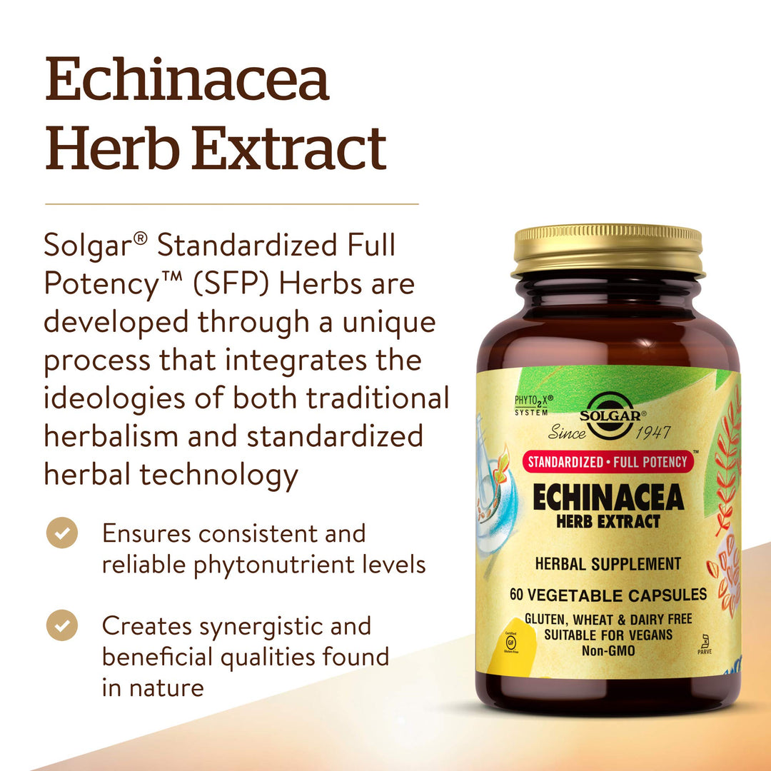Solgar - Standardized Full Potency Echinacea Herb Extract, 60 Vegetable Capsules