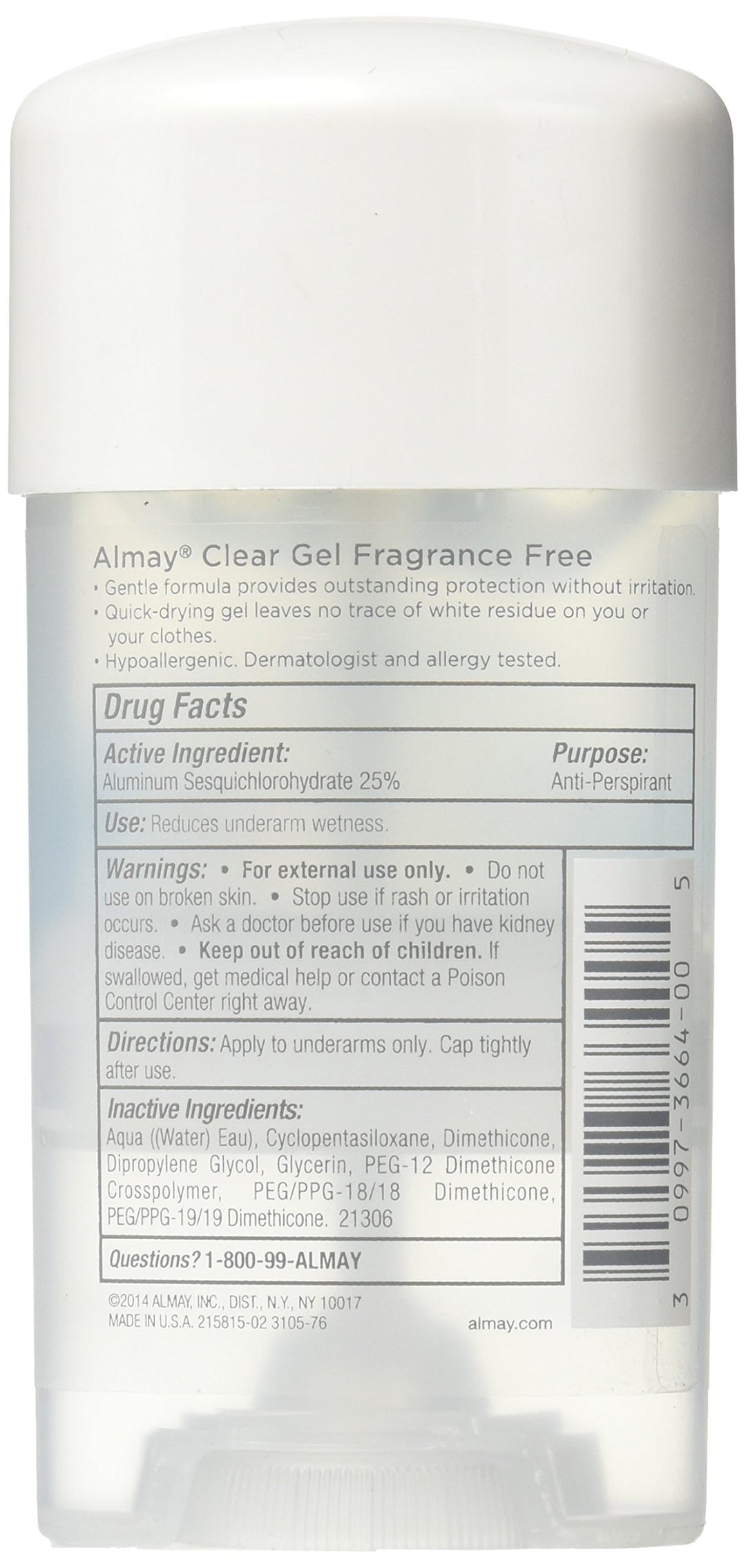 Sensitive Skin Clear Gel, Anti-Perspirant & Deodorant, Fragrance Free, 2.25-Oz