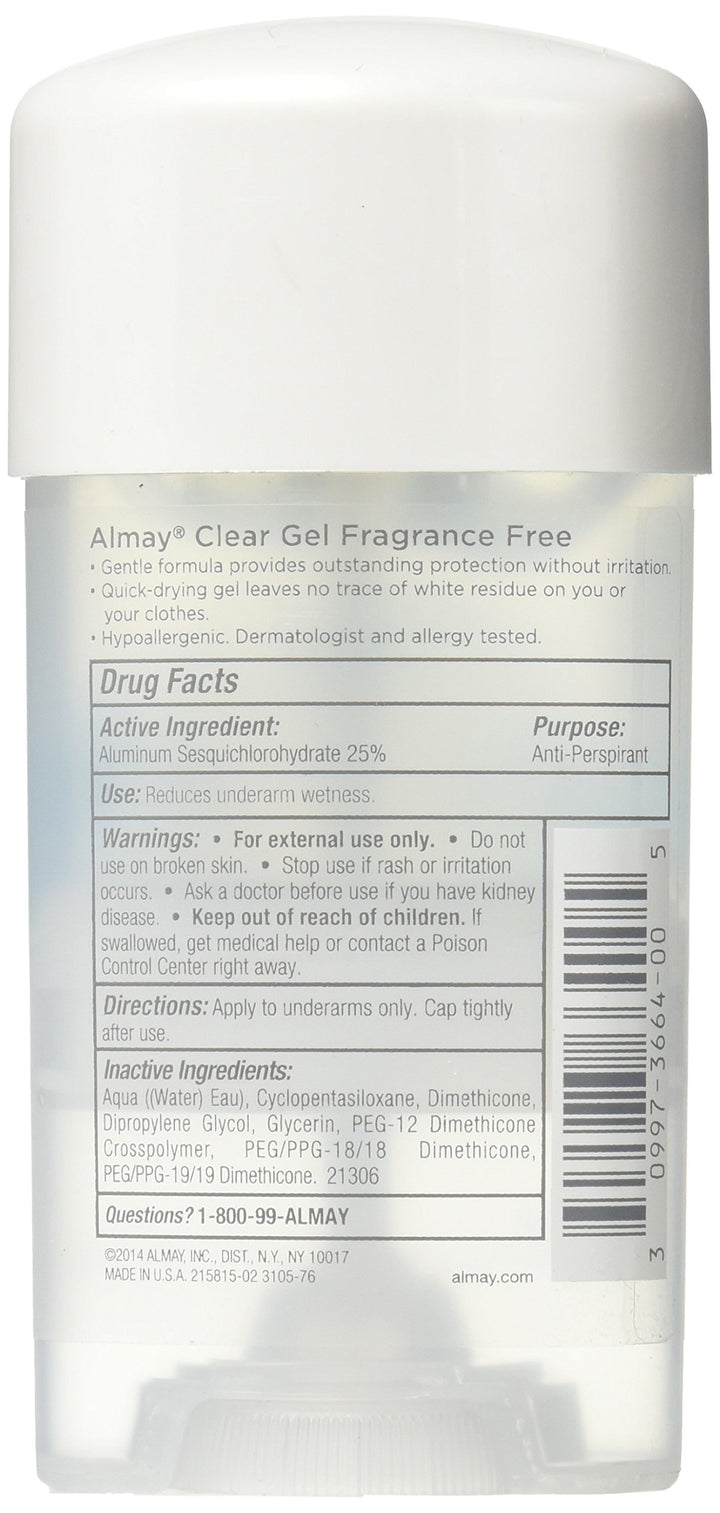 Sensitive Skin Clear Gel, Anti-Perspirant & Deodorant, Fragrance Free, 2.25-Oz