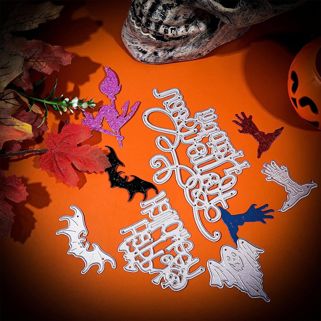 VERSAINSECT ween Metal Cutting Dies DIY Scrapbook Cutting Die Scrapbooking Embossing Cuts Stencil Pumpkin Ghost Bat Pattern Cutting Dies for DIY Halloween Décor Paper Craft