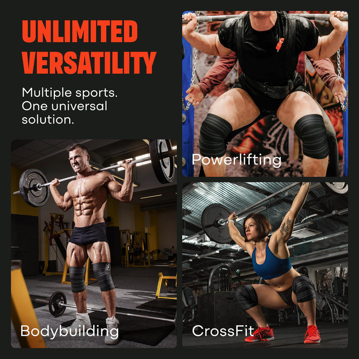 Knee Wraps (Pair) for Men & Women | Ideal for Cross Training, WODs, Gym Workouts, Weightlifting, Fitness & Powerlifting | Knee Straps for Squats | 72 Compression & Elastic Support
