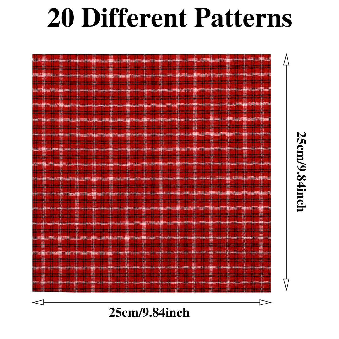 40 Pieces 9.84 x 9.84 Inch Check Print Fabric Plaid Bundle Squares Gingham Fabric Patchwork Colorful Sewing Fat Quarter for DIY Scrapbooking Quilting Craft Making Supplies, 20 Styles