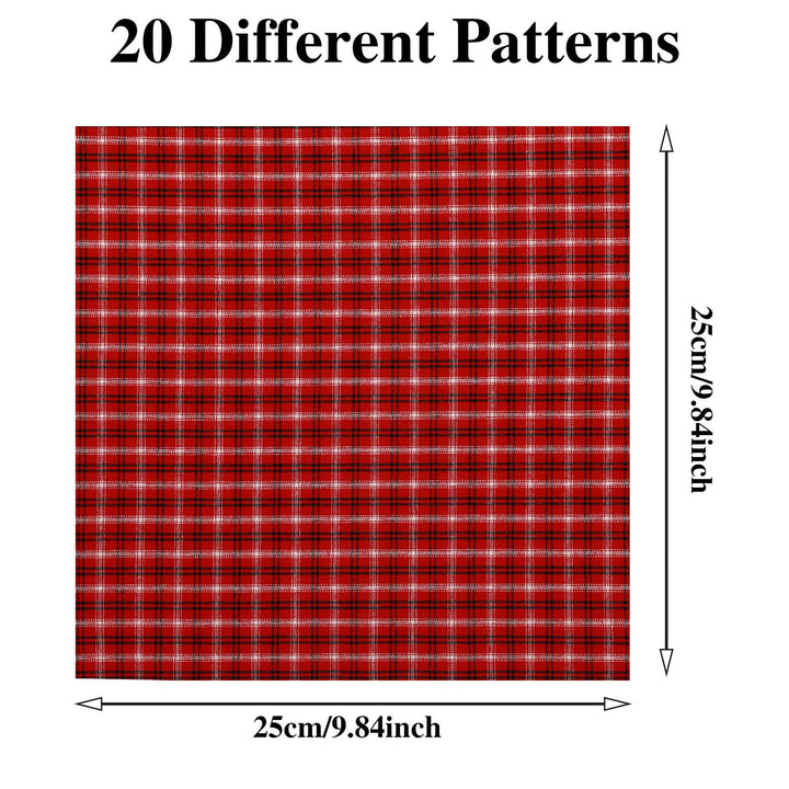 40 Pieces 9.84 x 9.84 Inch Check Print Fabric Plaid Bundle Squares Gingham Fabric Patchwork Colorful Sewing Fat Quarter for DIY Scrapbooking Quilting Craft Making Supplies, 20 Styles