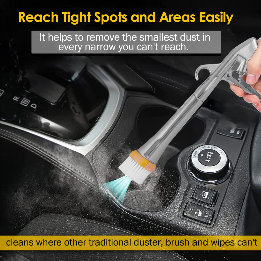 Car Cleaning Gun High Pressure Air Blow Gun Interior Car Cleaning Kit Interior Detailing Kit Air Duster Blower Gun Car Duster Air Compressor Needed High Pressure Car Cleaning Tools (Silver)