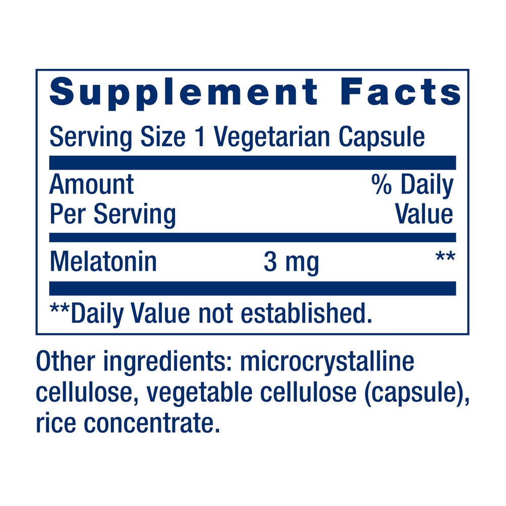 Melatonin, 3 mg, Optimal Sleep Support, Healthy circadian Rhythms, Cellular Defense, Gluten-Free, Non-GMO, Vegetarian, 60 Capsules