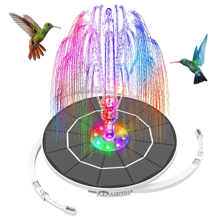 3.5W LED Solar Fountain for Birdbath, Solar Water Fountains with 3000mAh 6 Nozzles, Solar Powered Fountain Pump Solar Fountain for Garden Birdbath Pool Fish Tank