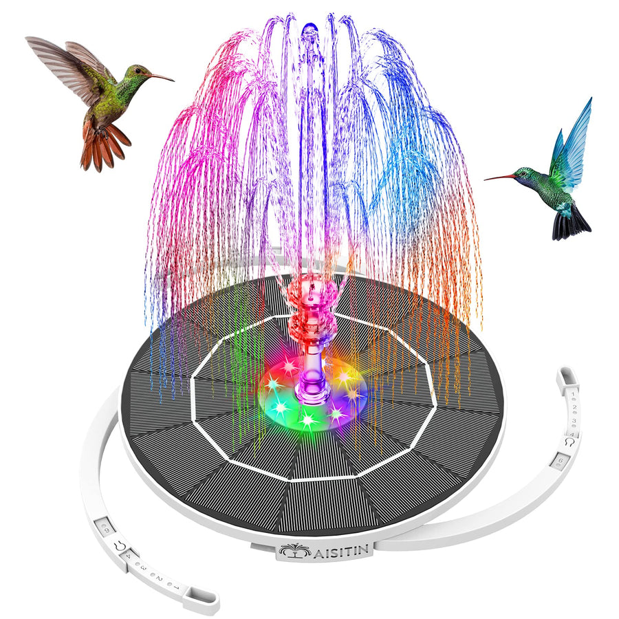 3.5W LED Solar Fountain for Birdbath, Solar Water Fountains with 3000mAh 6 Nozzles, Solar Powered Fountain Pump Solar Fountain for Garden Birdbath Pool Fish Tank