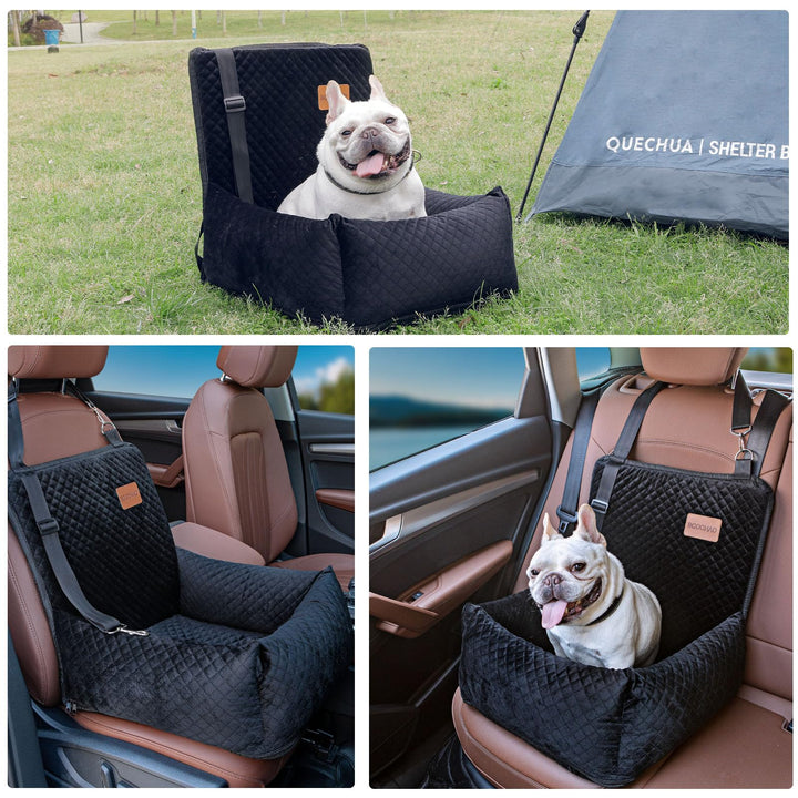 Dog Car Seat Pet Booster Seat Pet Travel Safety Car Seat,The Dog seat Made is Safe and Comfortable, and can be Disassembled for Easy Cleaning (Solid Black)