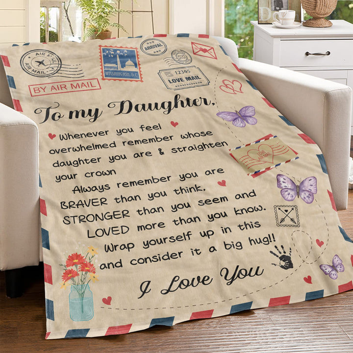 Daughter Blanket, Daughter Blankets from Mom Dad, Birthday for Daughter, I Love You Daughter Blanket Presents to My Daughter, Daughter Soft Bed Flannel Letter Throw Blanket 40 X 50