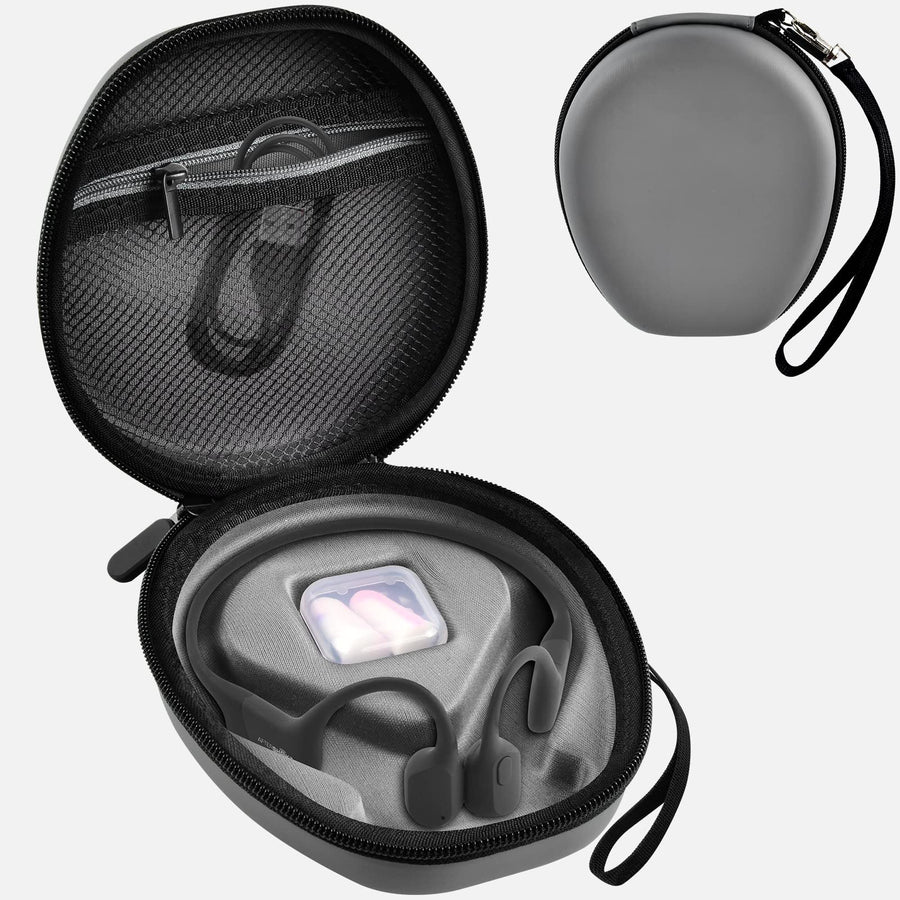 Case Compatible with Aeropex/for Trekz Air/for Titanium Mini Open Ear Wireless Bone Conduction Headphones AS650 / AS800, Storage Holder for Earplugs, Cables and Accessories, Grey-Box Only