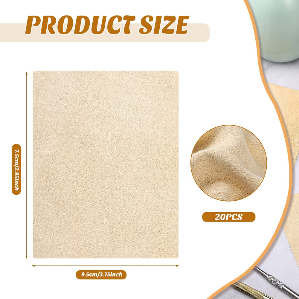 20 Pieces Pre Cut Chamois for Smoothing Pot Rim Chamois Clay Pottery Tools Soft Chamois Cloth Chamois Leather Pottery Tool Kit Ceramic Pottery Tools Supplies Ceramics Trimming Tools (3 x 3.7 Inch)
