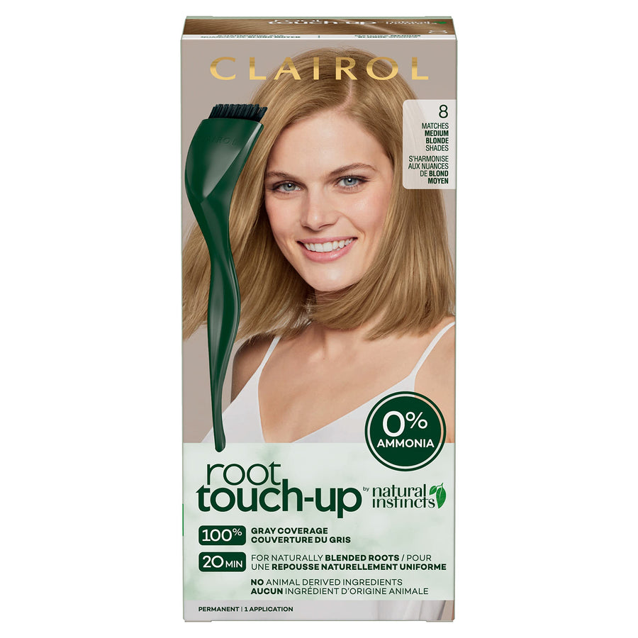 Root Touch-Up by Natural Instincts Permanent Hair Dye, 8 Medium Blonde Hair Color, 1 Count