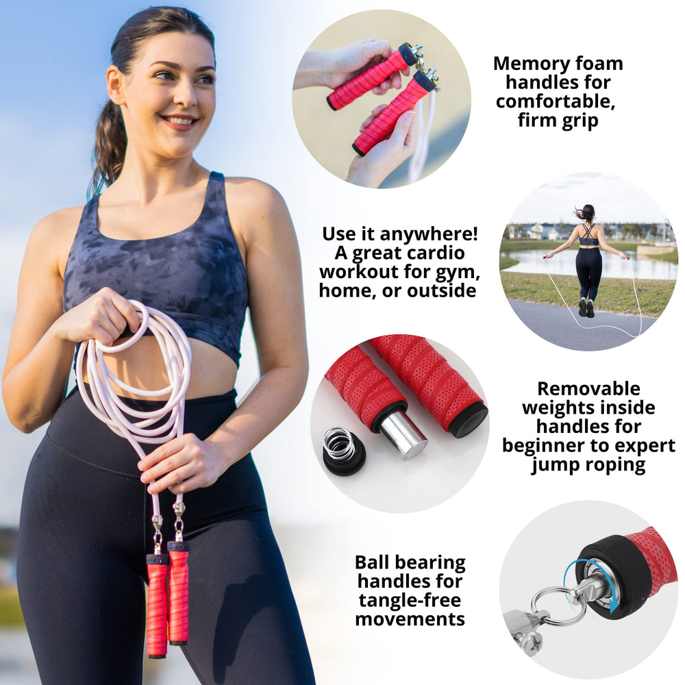 Weighted Jump Rope for Fitness and Weight Loss, 1LB Adjustable Jump Rope, Handles with Removable Weights - Crossrope for Boxing, Home Gym Equipment, Workout Equipment for Men, Women