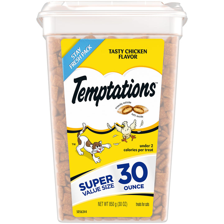 Classic Crunchy and Soft Cat Treats Tasty Chicken Flavor, 30 oz. Tub