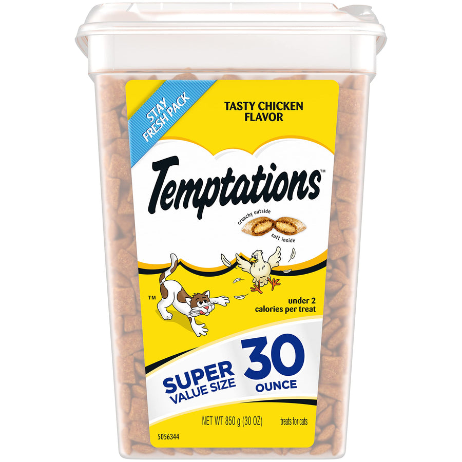 Classic Crunchy and Soft Cat Treats Tasty Chicken Flavor, 30 oz. Tub