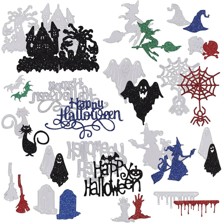 VERSAINSECT ween Metal Cutting Dies DIY Scrapbook Cutting Die Scrapbooking Embossing Cuts Stencil Pumpkin Ghost Bat Pattern Cutting Dies for DIY Halloween Décor Paper Craft