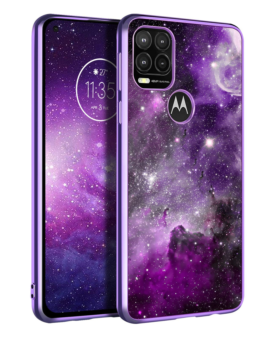 Moto G Stylus 5G Case - Slim Fit, Glow in the Dark, Hybrid PC & TPU Bumper, Protective Cover, 6.8 - Purple Nebula