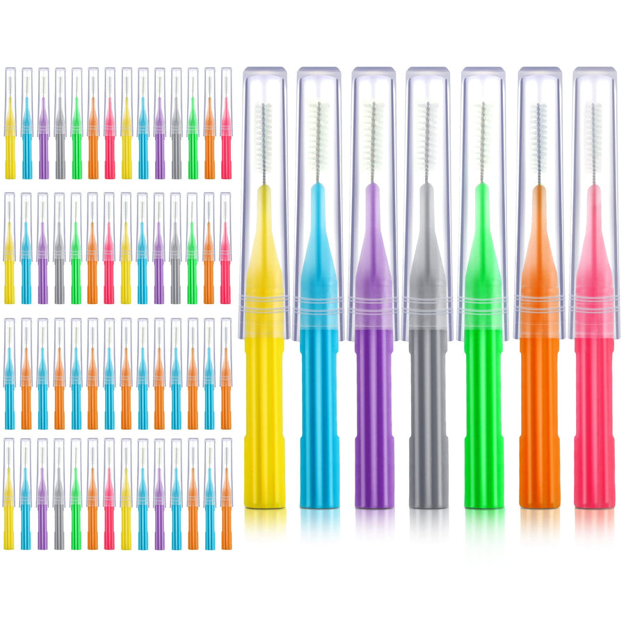 100 Pieces Braces Brush for Cleaner Interdental Brush Toothpick Dental Flossing Head Oral Hygiene Flosser Tooth Cleaning Tool (Stylish Colors)