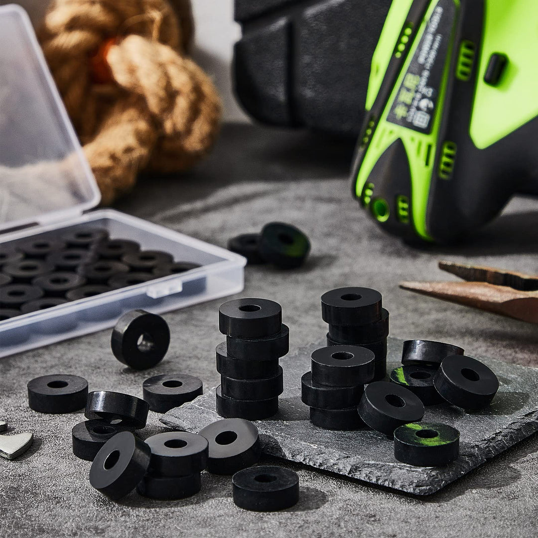 Thick Rubber Washers 3/4 Inch OD x 1/4 Inch ID x 1/4 Inch Thickness Rubber Bushing Black Rubber Spacer Bushing Washers Flat Washers (50 Pack)