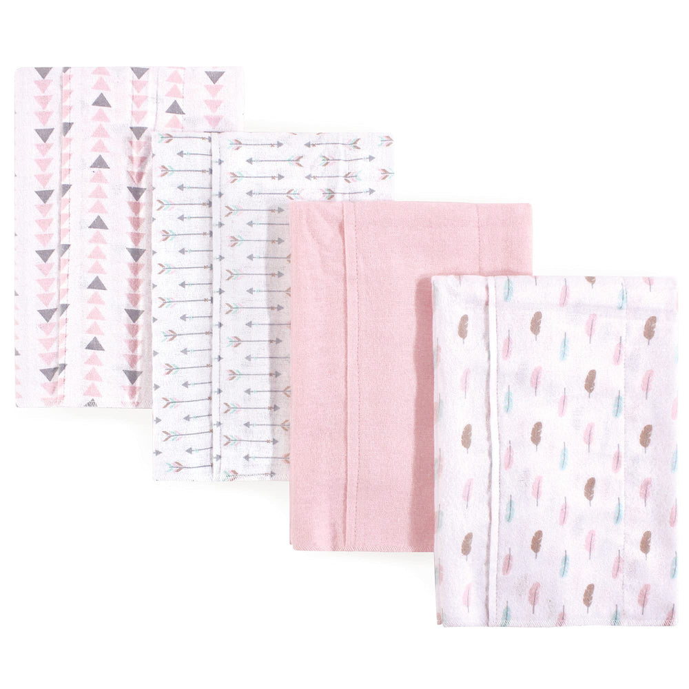 Unisex Baby Cotton Flannel Burp Cloths, Girl Feathers, One Size