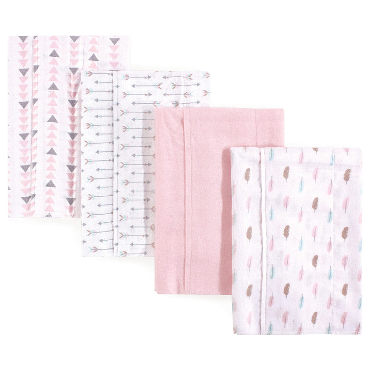 Unisex Baby Cotton Flannel Burp Cloths, Girl Feathers, One Size