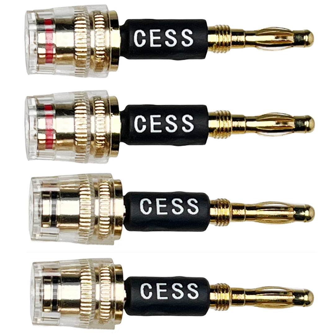 CESS-187 Banana Plug Connect to Spade Fork Plug Speaker Cable Adapter, 4 Pack