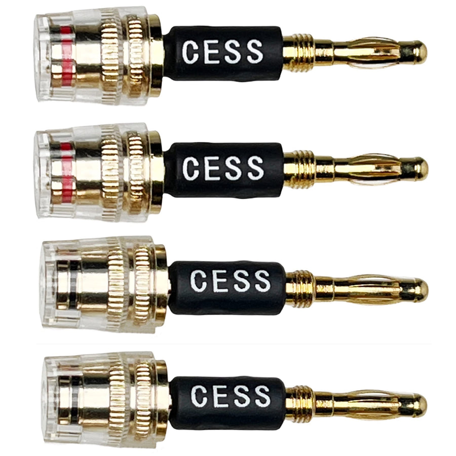 CESS-187 Banana Plug Connect to Spade Fork Plug Speaker Cable Adapter, 4 Pack