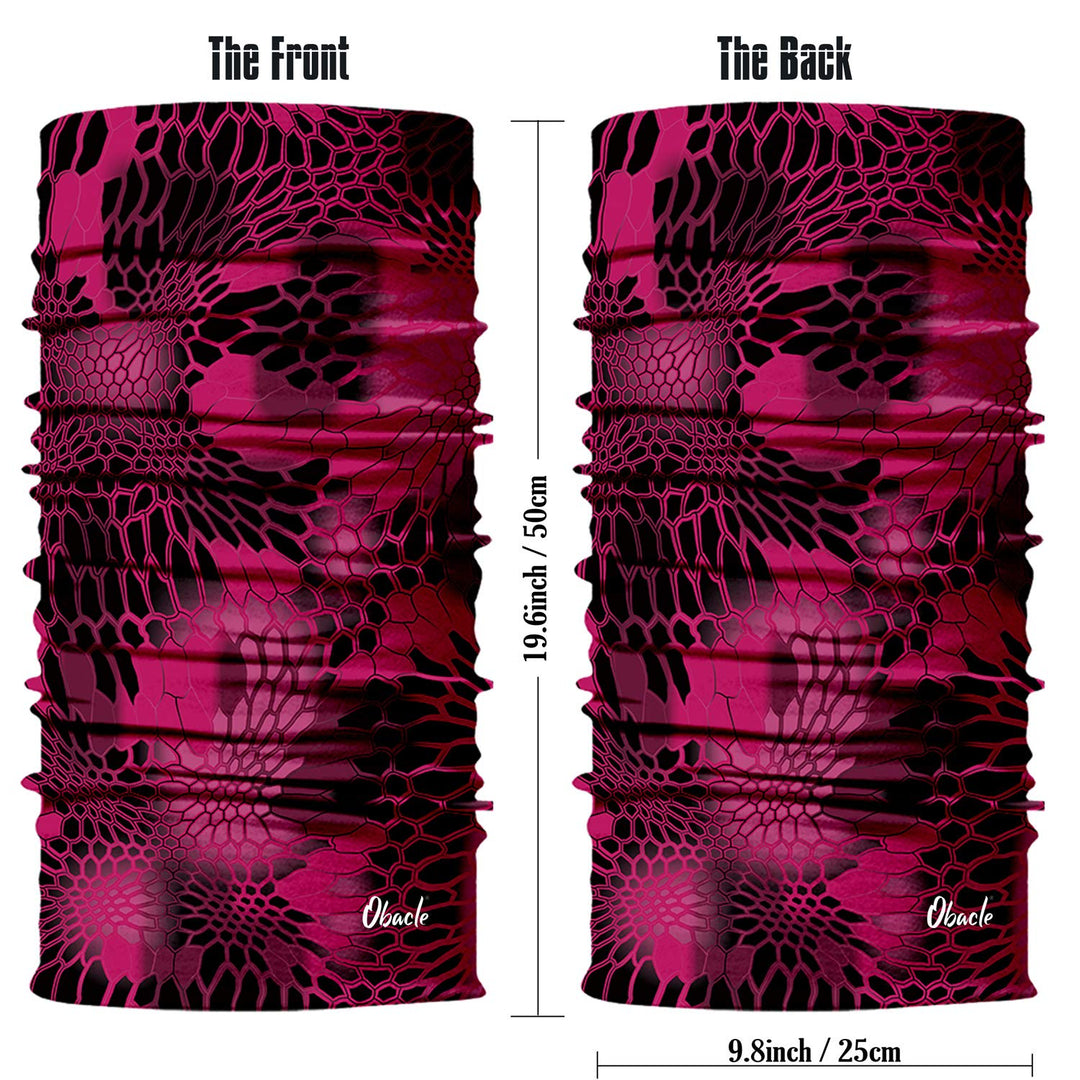 Bandana Face Mask for Sun Dust Wind Protection Breathable Seamless Face Mask Headband Bandana Women Thin Neck Gaiter for Motorcycle Fishing Hunting Outdoor Sport (Python Skin Black Gray Pink)