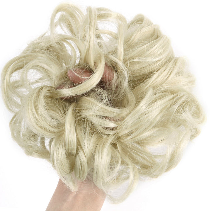 Dodoing Curly Messy Hair Bun Extension Ponytail Hairpiece Hair Extensions, Bleach Blonde,One Size