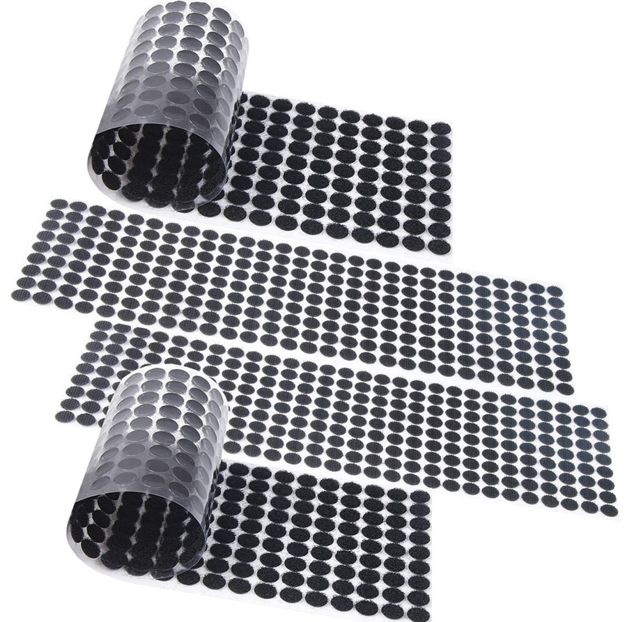 1008Pcs Self Adhesive Dots 2/5 10mm Strong Adhesive Sticky Back Coins Nylon Hook and Loop Dots Tapes Black for School Classroom,Home,Office (1008)