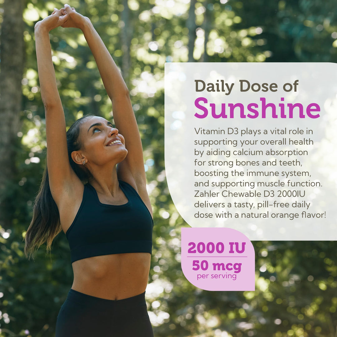Chewable Vitamin D - Chewable Vitamin D3 2000IU (50 mcg) for Bone Health and Immune Health - Vegetarian Gluten Free Non-GMO Kosher for Adults (120 Count)