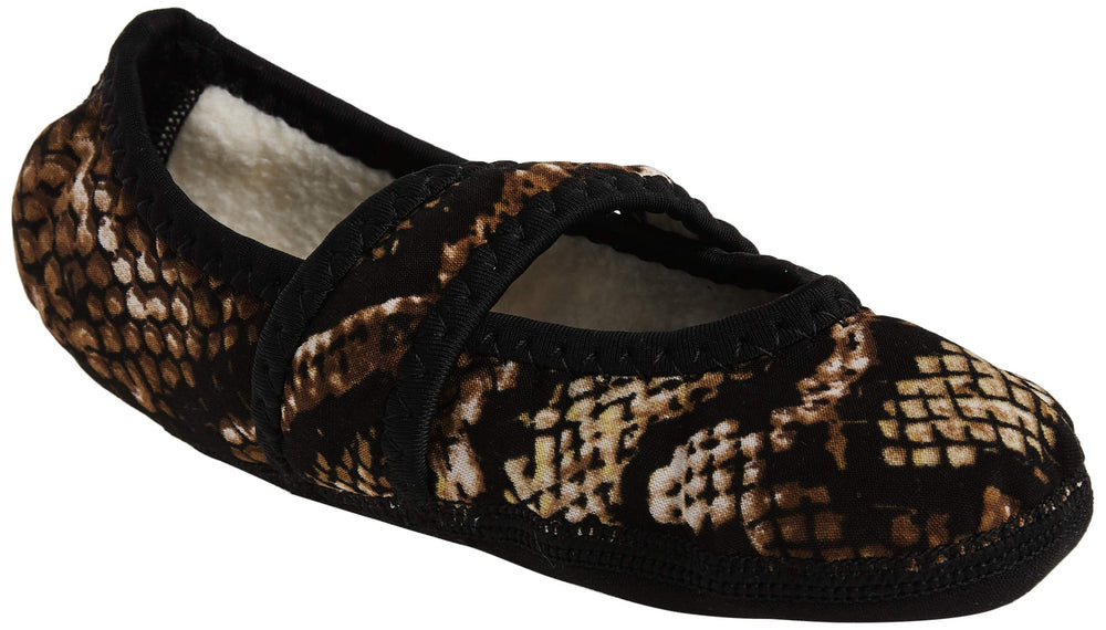 Betsy Lou Fuzzies Women's Shoes, Best Foldable & Flexible Flats, Slipper Socks, Travel Slippers & Exercise Shoes, Dance Shoes, Yoga Socks, House Shoes, Indoor Slippers, Gold Snake, Large