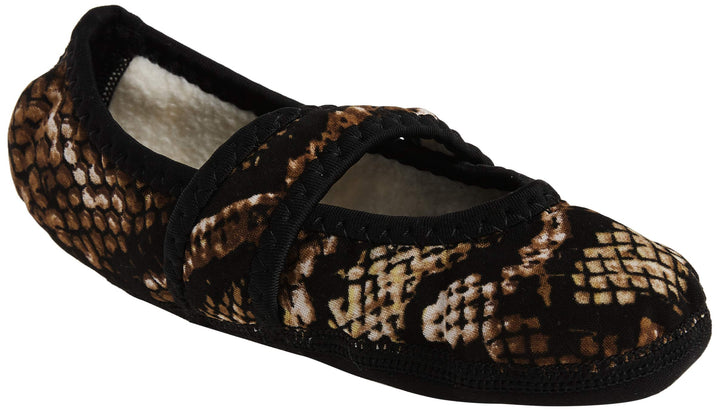 Betsy Lou Fuzzies Women's Shoes, Best Foldable & Flexible Flats, Slipper Socks, Travel Slippers & Exercise Shoes, Dance Shoes, Yoga Socks, House Shoes, Indoor Slippers, Gold Snake, Large