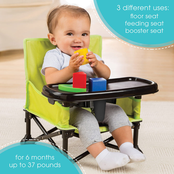 Summer Pop 'N Sit Portable Booster Chair, Floor Seat, Indoor/Outdoor Use, Compact Fold, Green, 6 Mos - 3 Yrs
