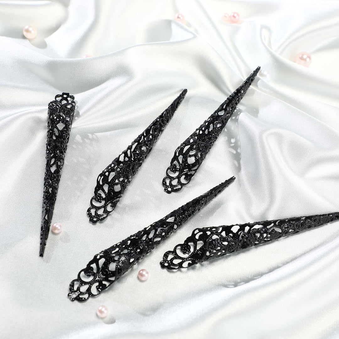 20 Packs halloween Finger Nail Claw Rings Ancient Queen Fingernail Claw Metal Finger Knuckle Claw for Halloween Women Cosplay Costume Drama Dance Show (Gold, Silver)