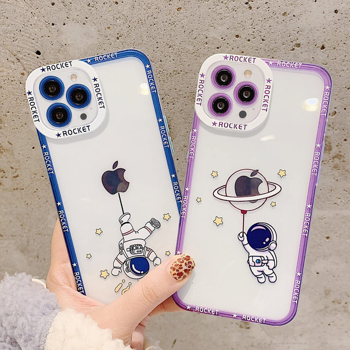for iPhone 13 Pro Max Case Cute Cartoon Astronaut Spaceman Phone Case for Women Men Camera Lens Full Cover Protection Soft Silicone Bumper 13 Pro Max Case 6.7 inch (Blue)