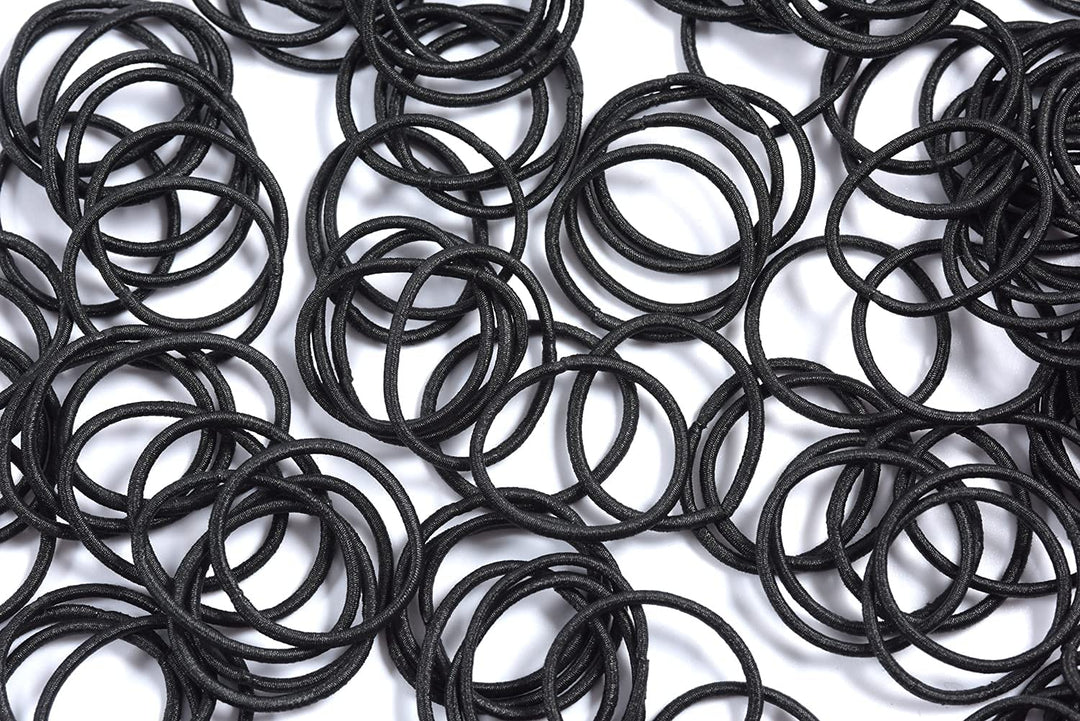 Small Hair Elastics for Girls, Soft and Comfy Rubber Bands, 100 PCS Hair Ties, Black