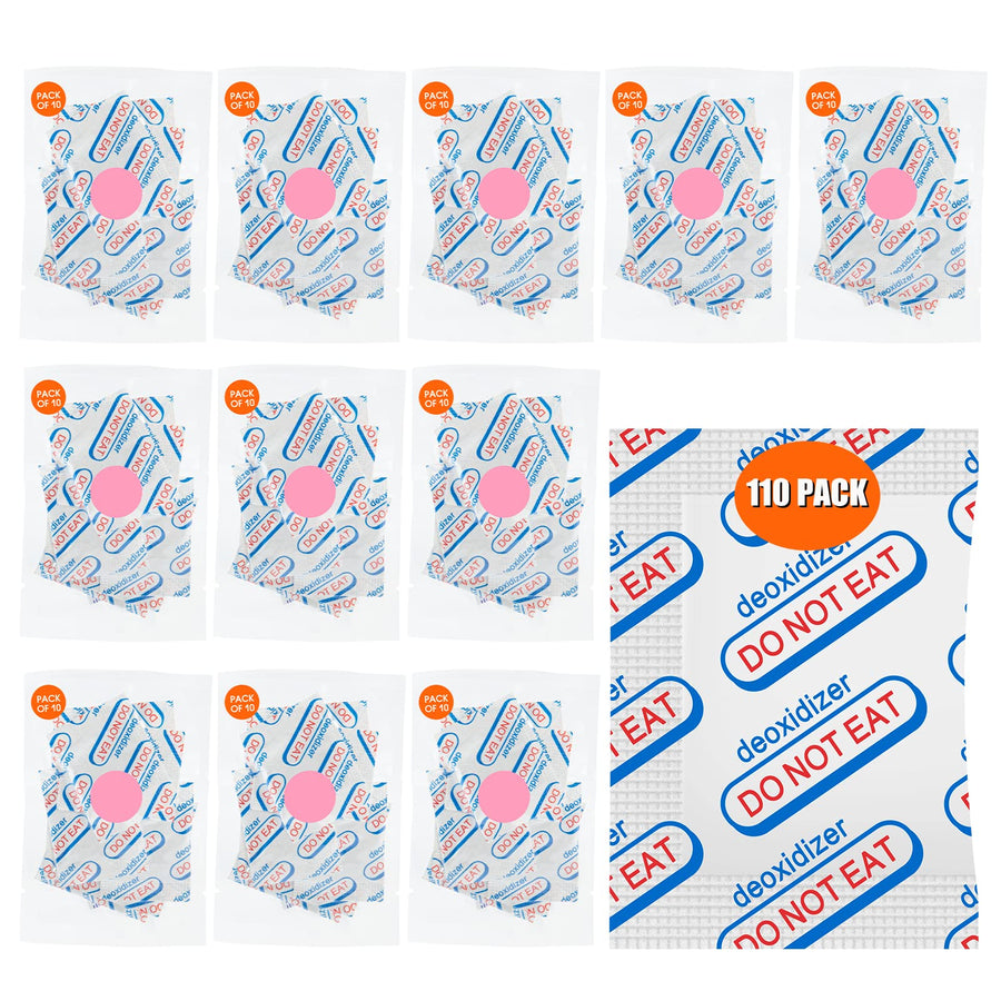 100 Packs 200CC Food Grade Oxygen Absorbers (10 Pack in Individual Vacuum Bag ) , Oxygen Absorbers For Long Term Food Storage with Oxygen Indicator , Works in Mylar Bags, Mason Jars, and Vacuum Bags